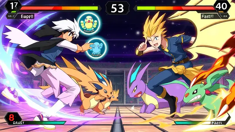 Dos entrenadores Pokémon luchan con estrategias