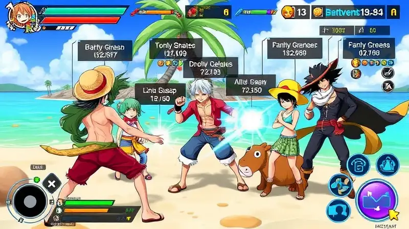 Personajes de One Piece planificando batalla dinámica