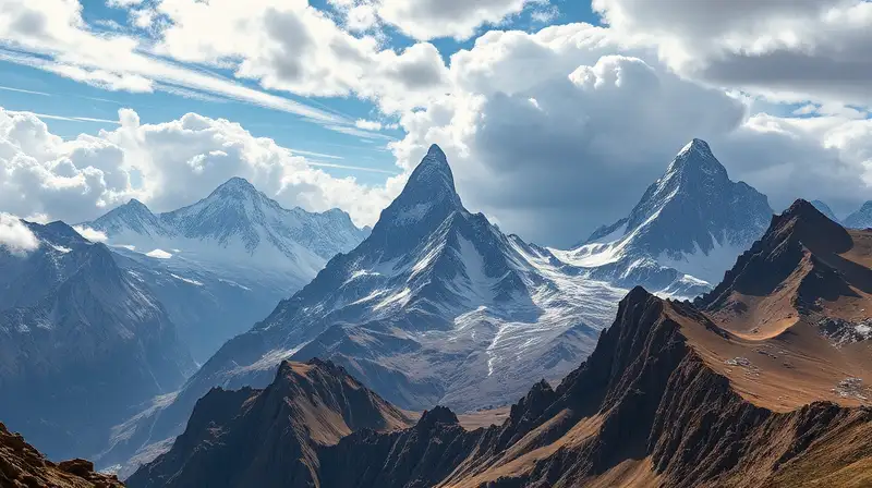 Montañas dramáticas con clima extremo y criaturas