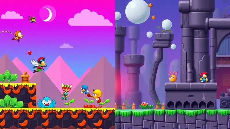 Comparación visual entre dos plataformas 2D