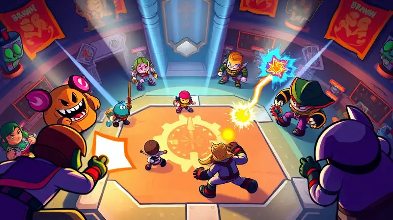 Personajes de Brawl Stars en combate intenso