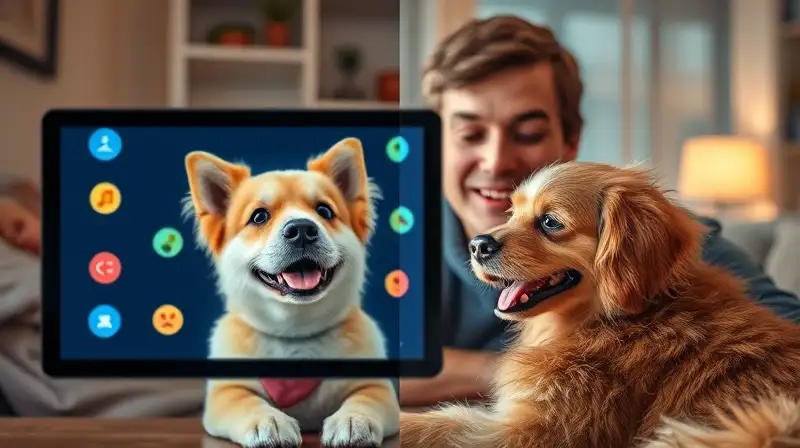 Mascota virtual y real conviven felices