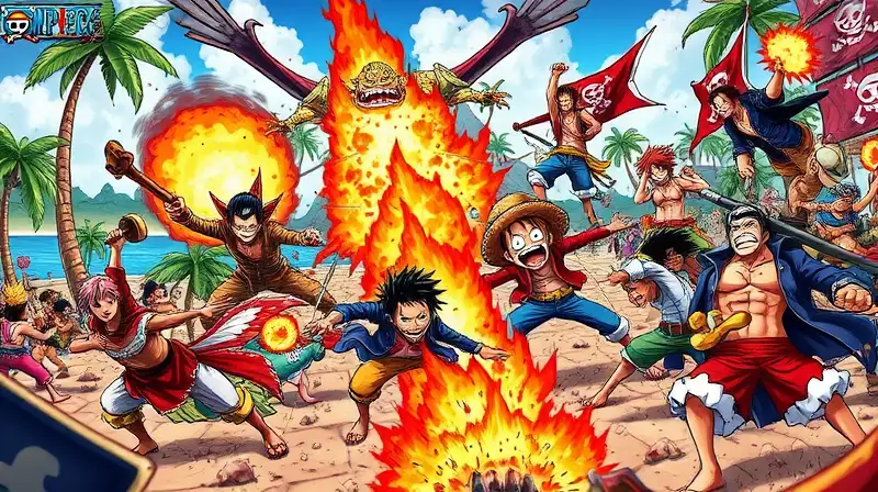 Personajes de One Piece en batalla épica