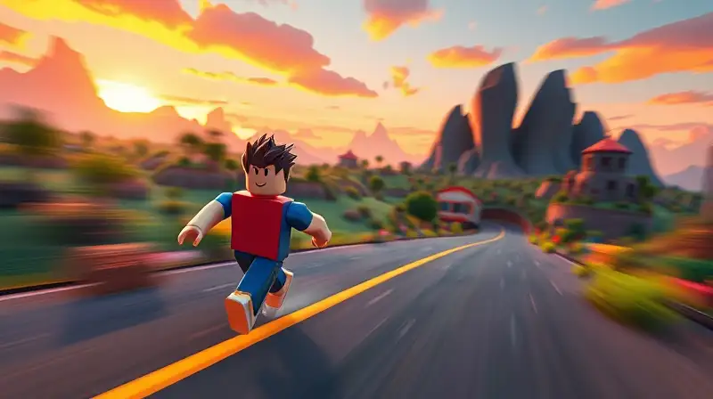 Avatar de Roblox corre en mundo vibrante
