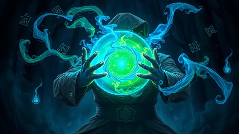 Mago poderoso crea escudo mágico brillante