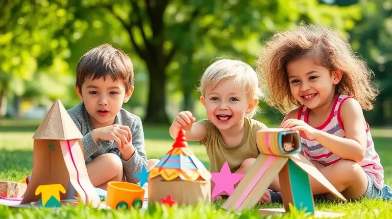 Niños creativos juegan al aire libre