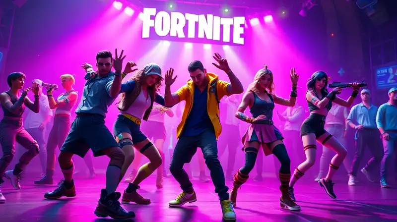 Bailarines de Fortnite en animada fiesta digital