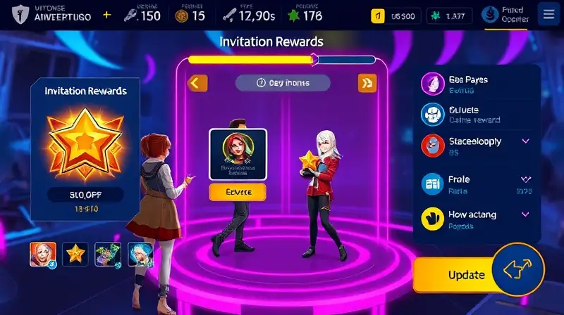 Interfaz de juego con recompensas y progreso dinámico