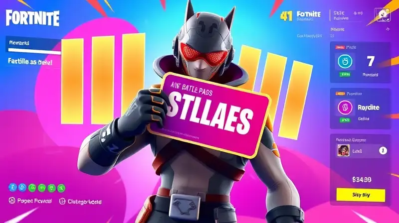 Personaje de Fortnite con pasaporte y XP