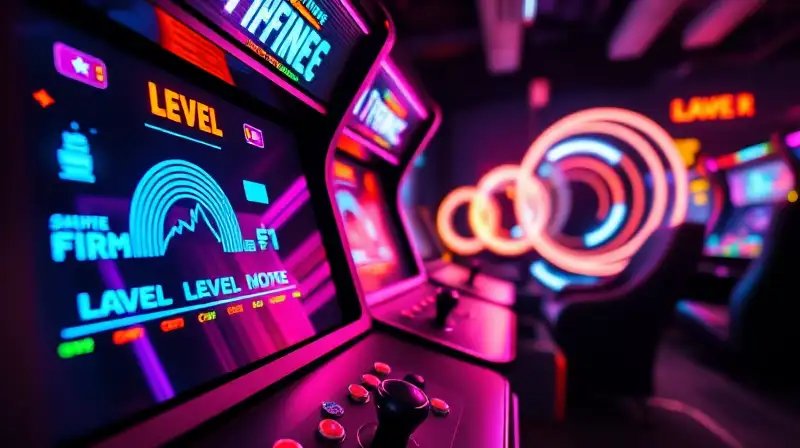 Máquina arcade retro con jugador concentrado