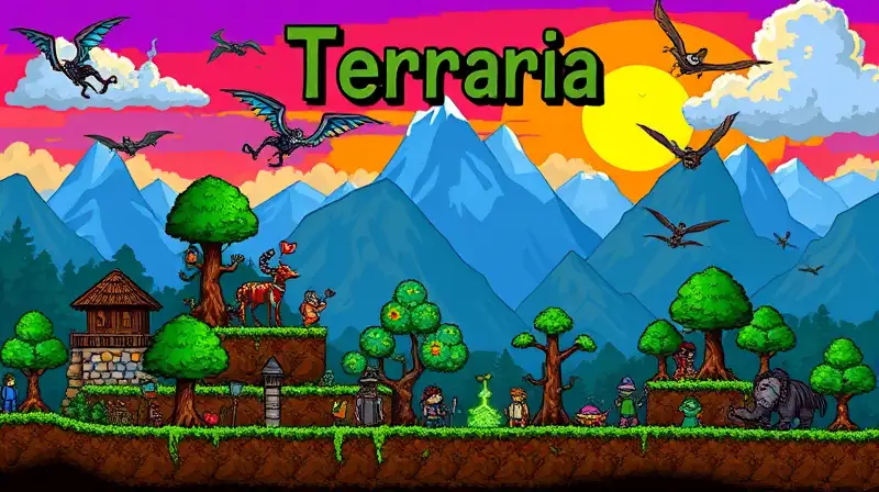 Estilo pixel art vibrante con aventura multijugador