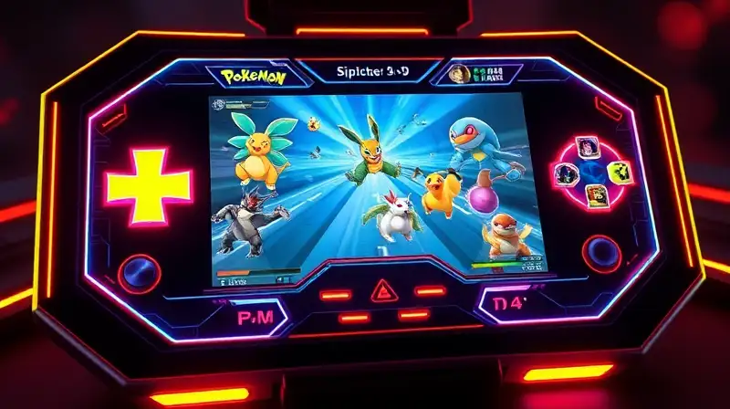 Consola futurista con gráficos Pokémon innovadores