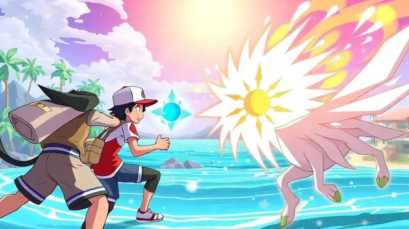 Entrenadores luchan en batalla Pokémon vibrante