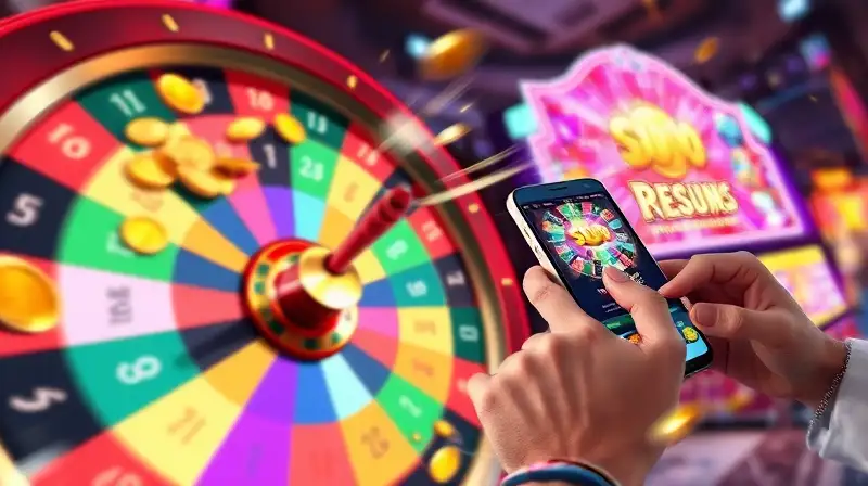 Rueda de casino colorida con premios animados