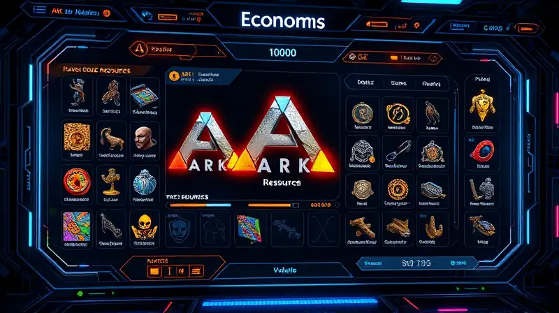 Interfaz futurista de economía de juego ARK