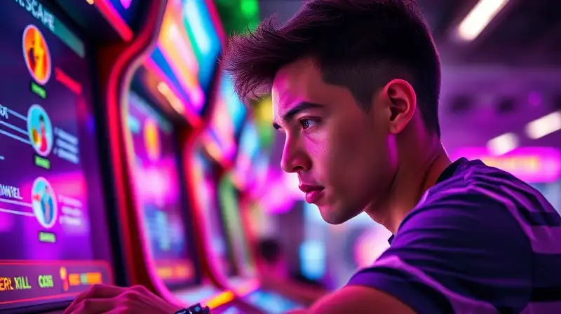 Persona concentrada jugando arcade con luces