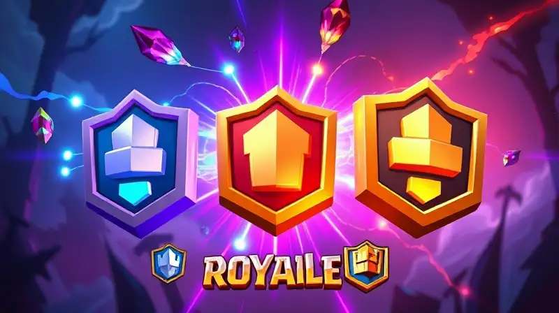 Emblemas y cartas vibrantes en acción