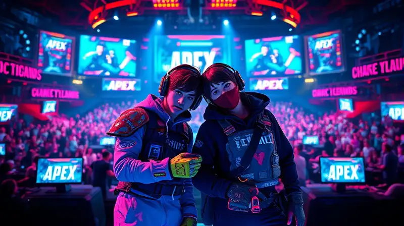 Dos jugadores compiten en arena futurista vibrante