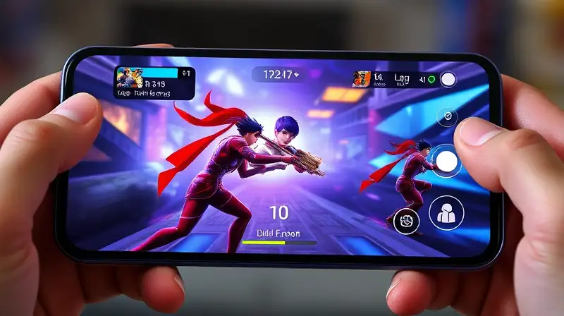 Pantalla de móvil mostrando juego rápido y colorido