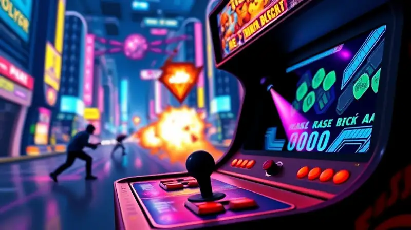 Máquina arcade retro con luces neón