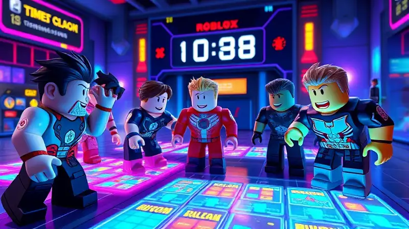 Personajes de Roblox resolviendo puzzles vibrantes