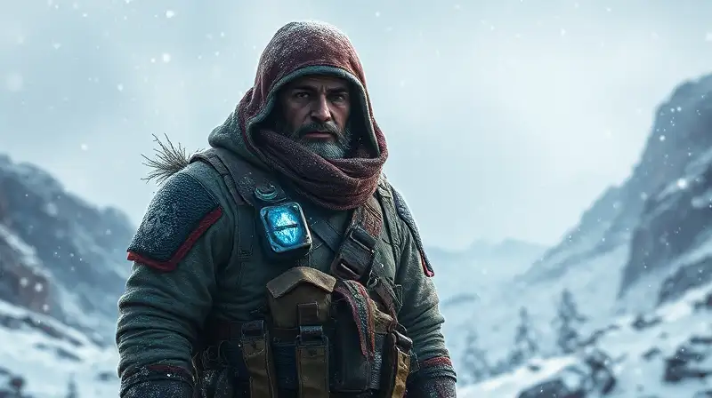 Personaje de Rust en paisaje helado superviviente