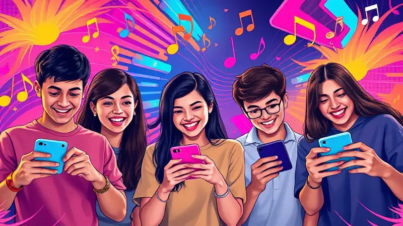 Jóvenes juegan ritmos con música vibrante