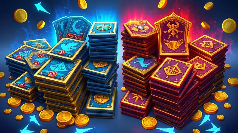 Cartas estratégicas brillantes en juego digital