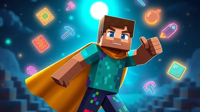 Personaje de Minecraft con capa brillante