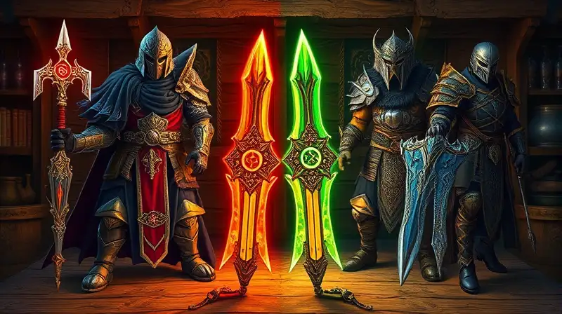 Comparación épica de armas y armaduras