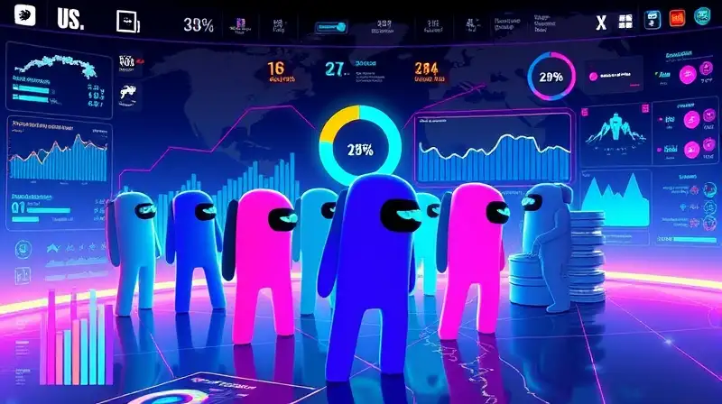 Personajes coloridos y gráficos digitales futuristas