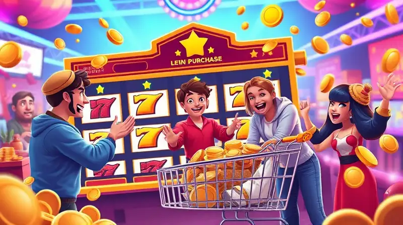 Jugadores felices compran en juego vibrante