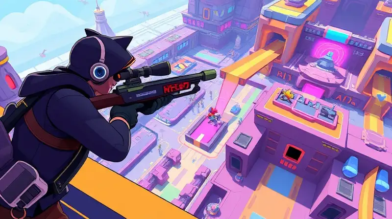 Francotirador en arena futurista con estrategia