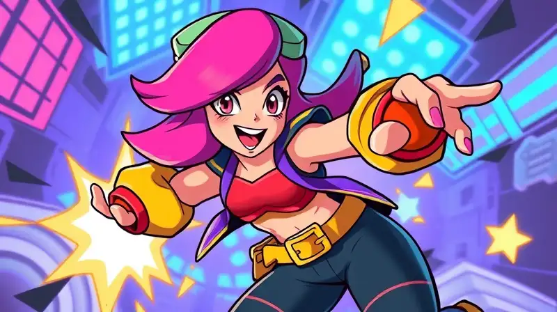 Shelly de Brawl Stars en pose dinámica