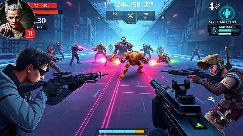 Interfaz de juego shooter futurista y dinámica