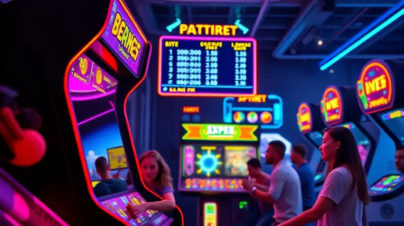 Jugadores compiten en vibrante arcade futurista
