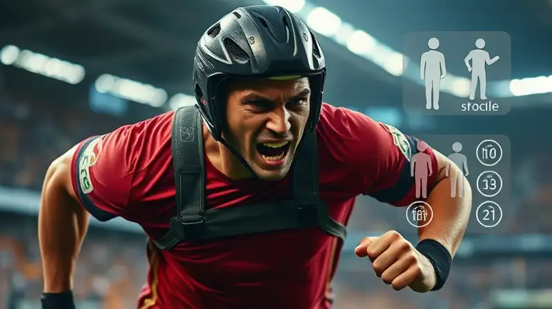 Jugador de fútbol corre con fuerza y tensión