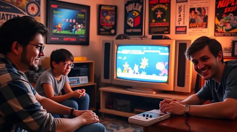 Consola retro clásica y ambiente nostálgico