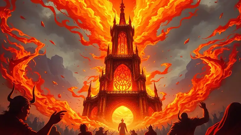 Baraja legendaria con torre infernal mística