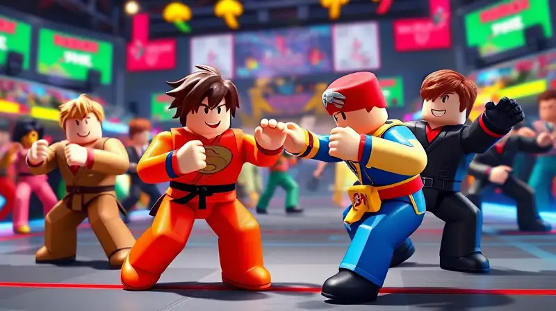 Personajes de lucha en vibrante arena digital