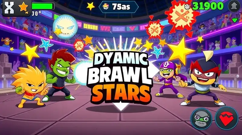 Batalla dinámica de Brawl Stars vibrante