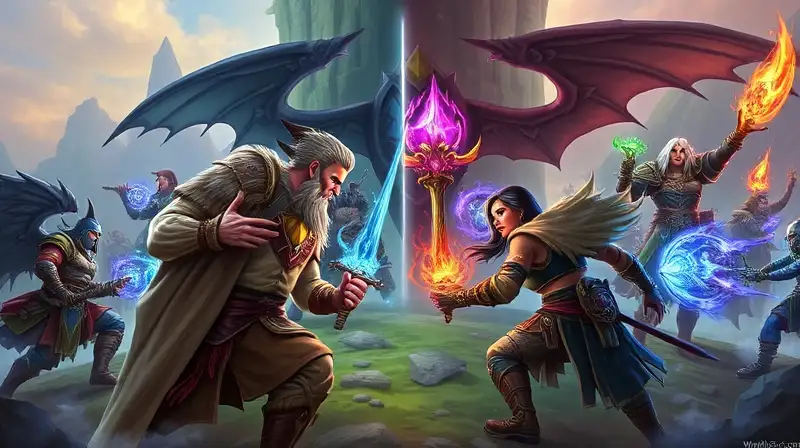 Personajes de fantasía en batalla estratégica intensa