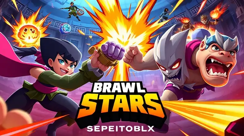 Personajes épicos luchando con explosiones vibrantes