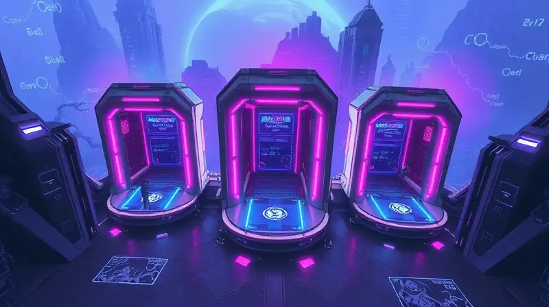 Teletransportadores futuristas en mapa competitivo sci-fi