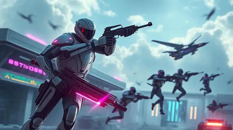 Guerreros futuristas con armadura luminosa