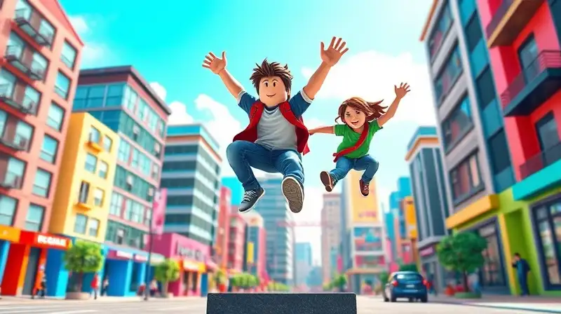 Avatares jóvenes hacen parkour en Roblox