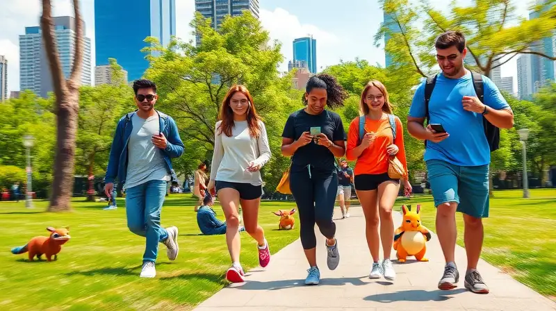 Jugadores de Pokémon GO caminan en parque