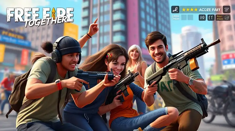 Amigos juegan Free Fire con estrategia y entusiasmo
