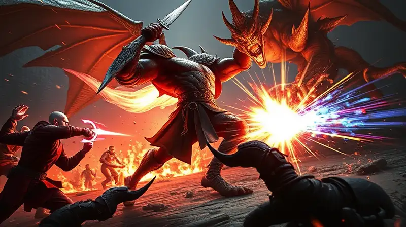Batalla épica intensa en oscuro fantasía