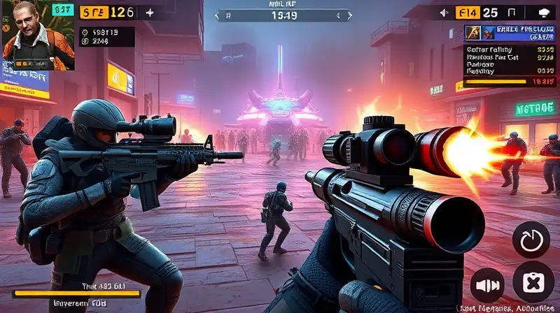 Interfaz FPS Free Fire con acción intensa